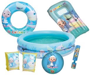 Großes Cocomelon Badeset – Pool, Luftmatratze & Wasserspielzeug (6-teilig) 