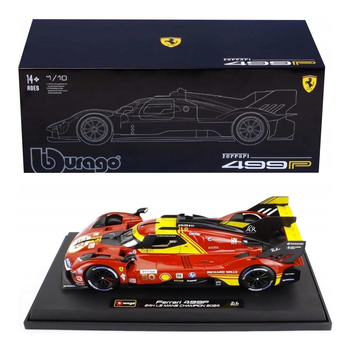 18-16312 - Modellauto - Ferrari Deluxe 499P LMH #50 '24 (Maßstab 1:18) Sammler Rennauto
