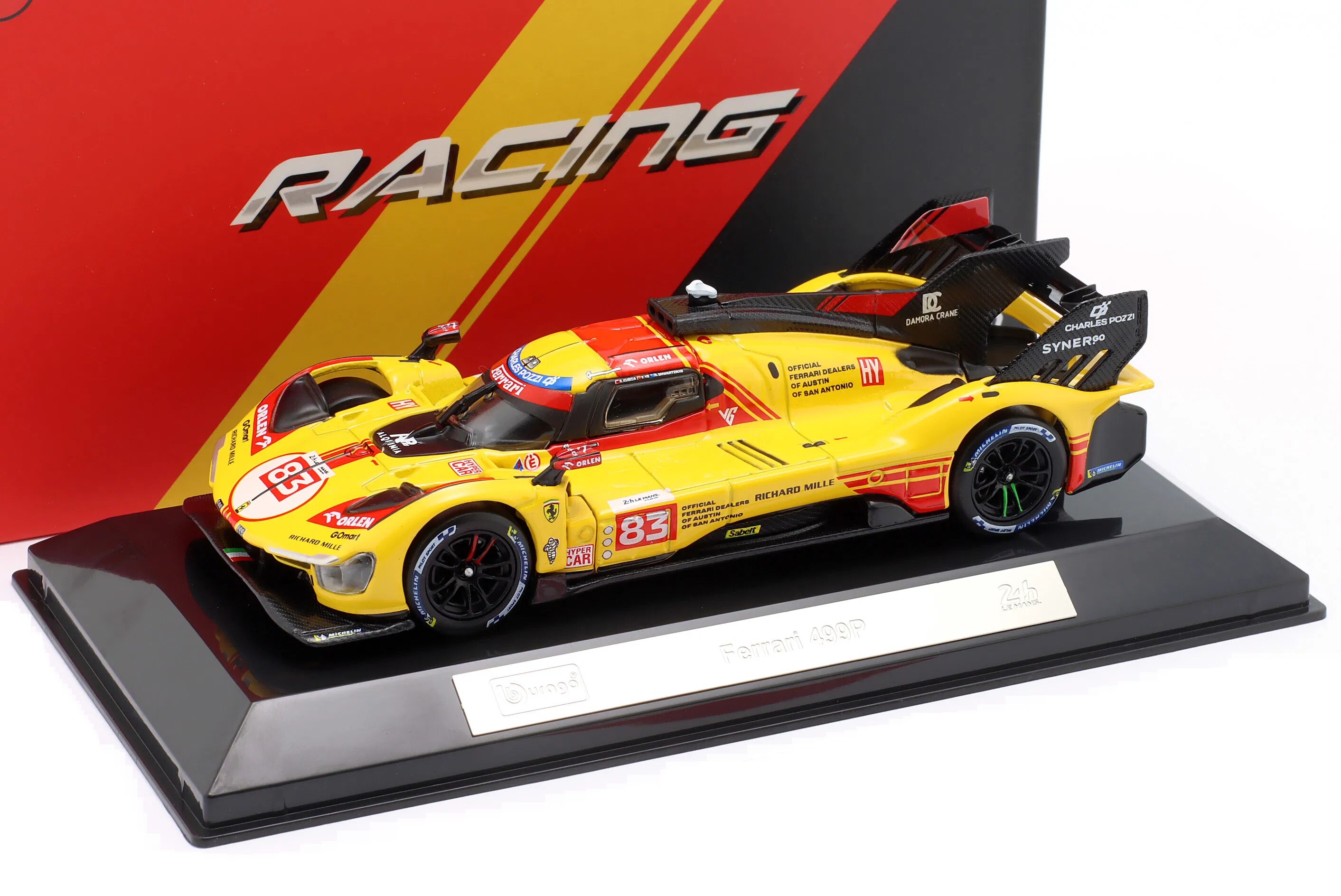 Bburago 18-36317 - Modellauto - Ferrari 499P LMH #83 '24 (Ma&szlig;stab 1:43) Hardcase Auto Sammler 