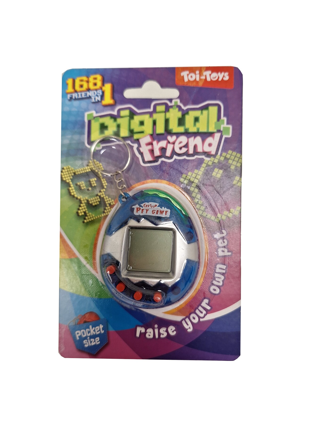 Toi-Toys Elektronisches Haustier &bdquo;You Care&ldquo; mit Ton, Retro Schl&uuml;sselanh&auml;nger blau 