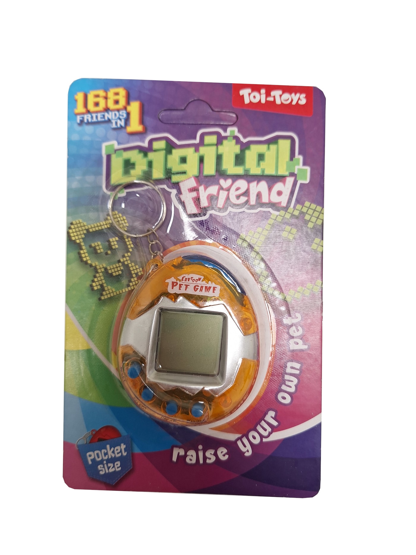 Toi-Toys Elektronisches Haustier &bdquo;You Care&ldquo; mit Ton, Retro Schl&uuml;sselanh&auml;nger orange 