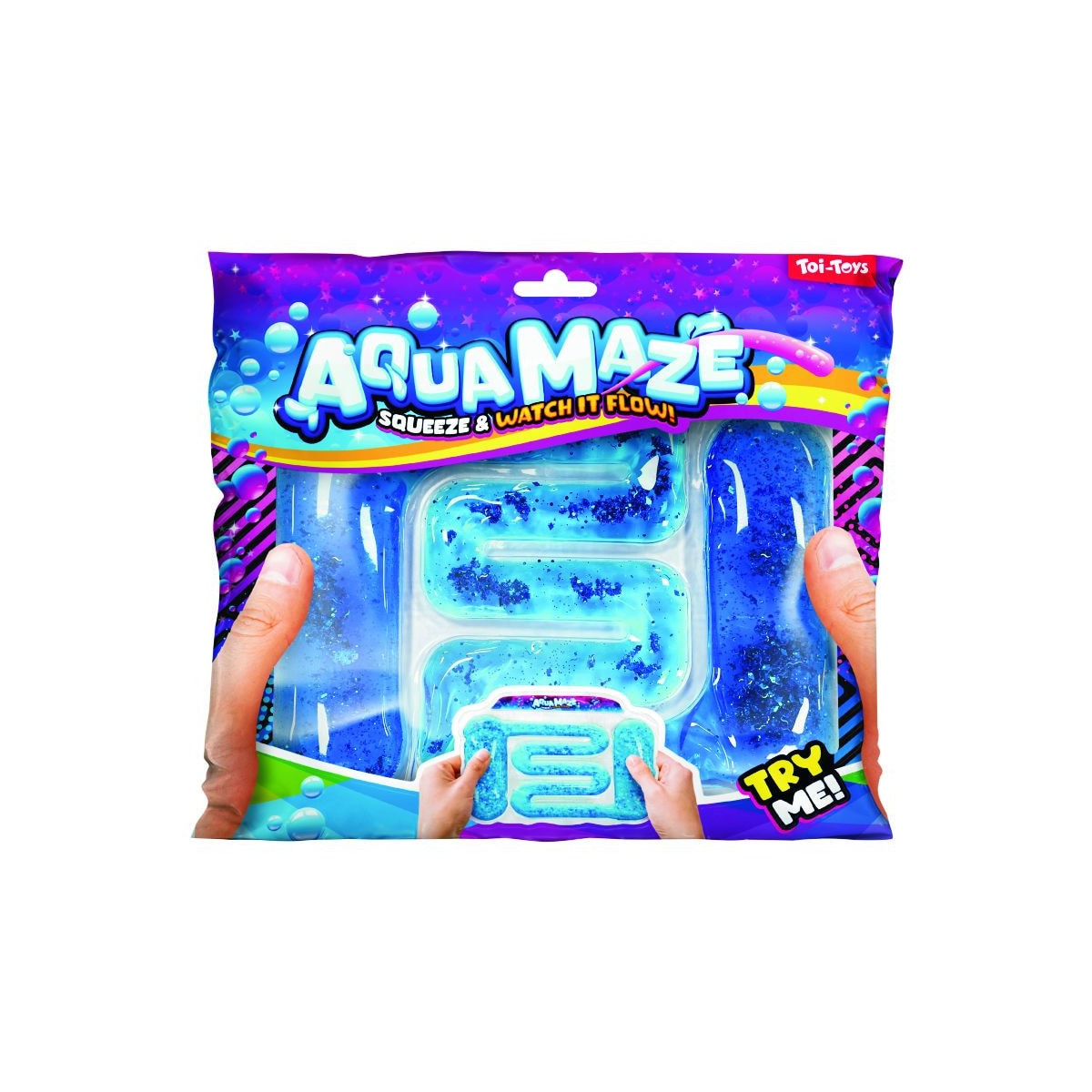 Toi-Toys Aqua Maze Fl&uuml;ssiges Labyrinth, Fidget-Spielzeug & Stressabbau, ab 3 Jahren, handlich blau 