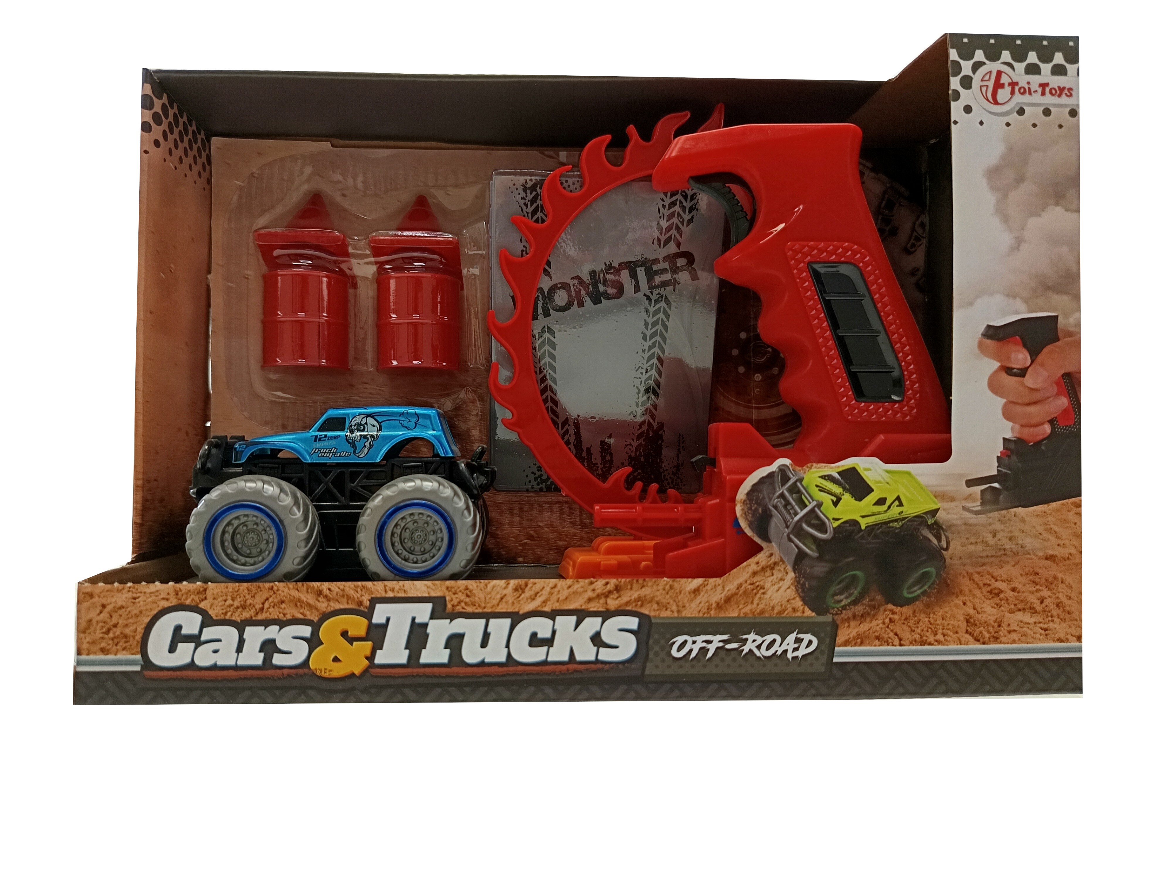 Toi-Toys CARS_TRUCKS Monster Truck Set &ndash; Shooter Launcher + Rampe, Stunt-Spielzeug ab 3 Jahren blau 