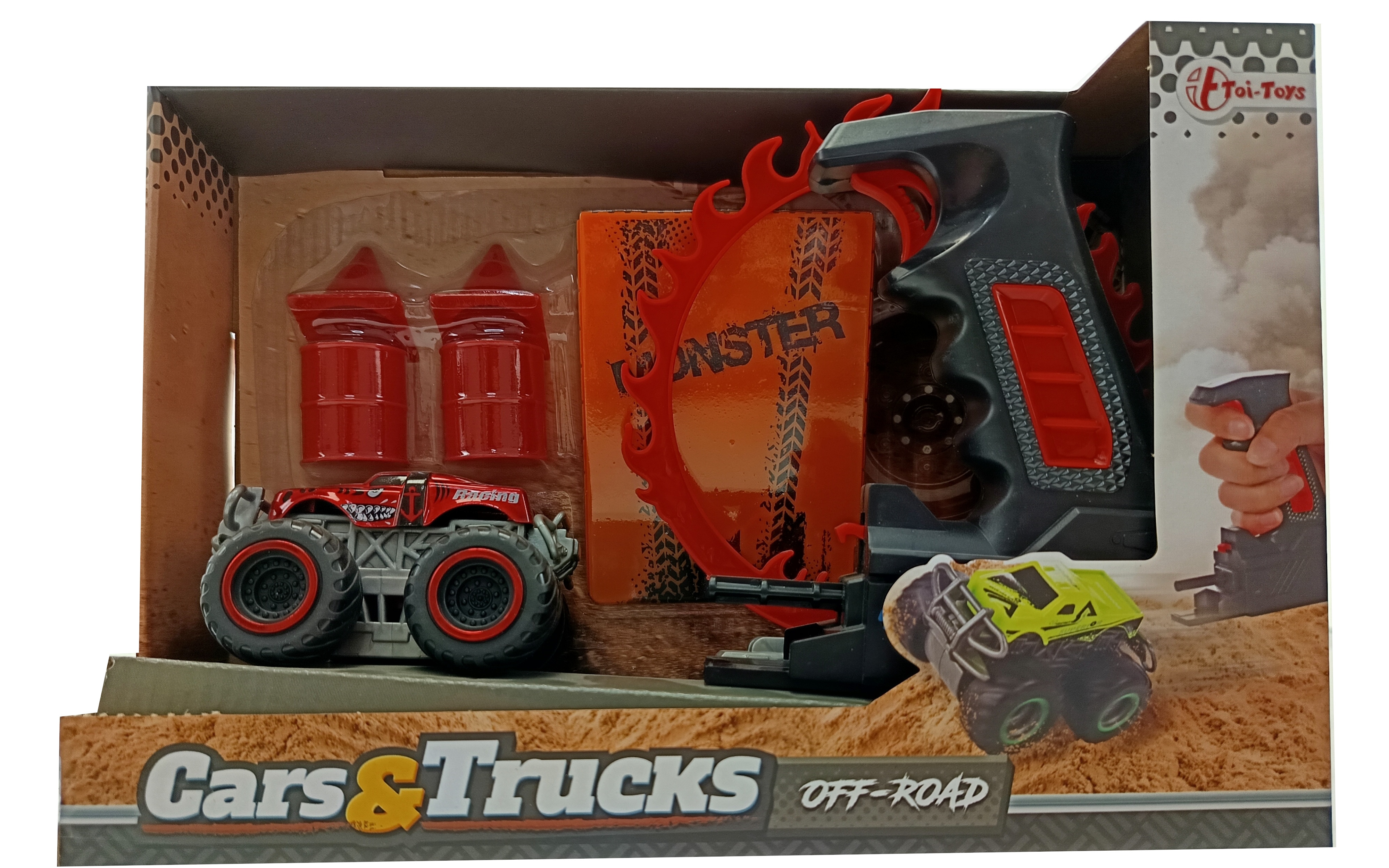 Toi-Toys CARS_TRUCKS Monster Truck Set &ndash; Shooter Launcher + Rampe, Stunt-Spielzeug ab 3 Jahren rot 