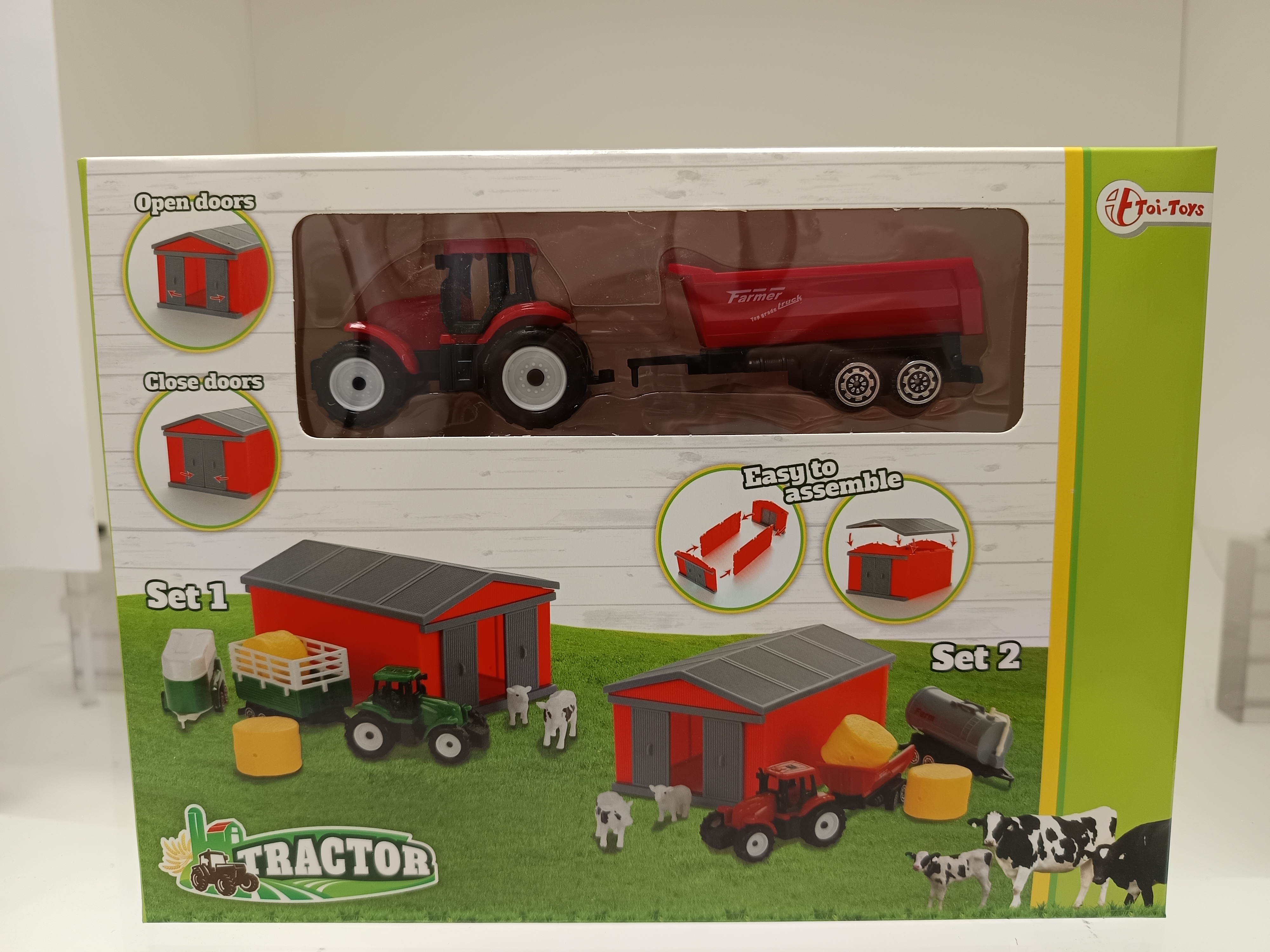 Toi-Toys 28454Z TRACTOR Set mit Traktor, Scheune & Zubeh&ouml;r &ndash; Spielzeug Bauernhof f&uuml;r Kinder rot 