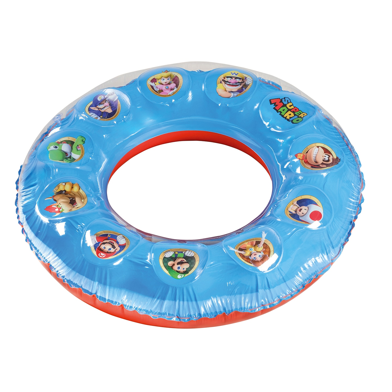 Super Mario Schwimmring mit Blasen ca. 98 cm aufblasbares Wasserspielzeug f&uuml;r Pool Strand und Sommer 