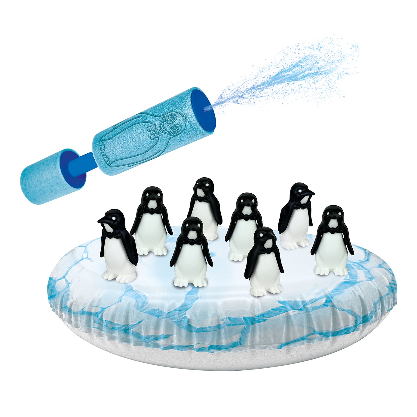Ravensburger SOS der Eisberg wackelt Plitsch Platsch Pinguin Geschicklichkeitsspiel mit 8 Pinguinen und Wasserspritze 