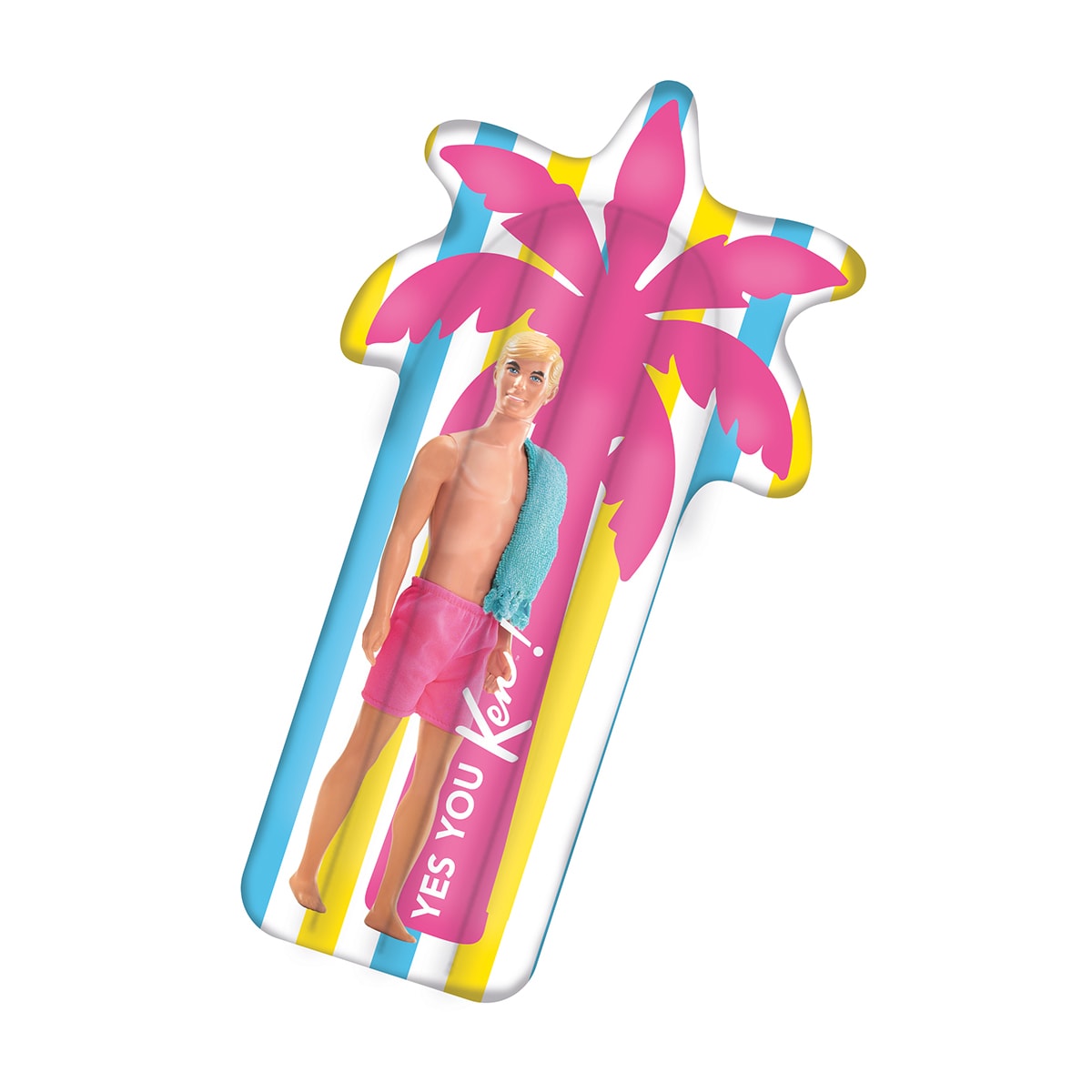 Mattel Ken Luftmatratze ca. 170 x 63 x 16 cm aufblasbare Pool Strand Matte mit farbigem Palmenmotiv 