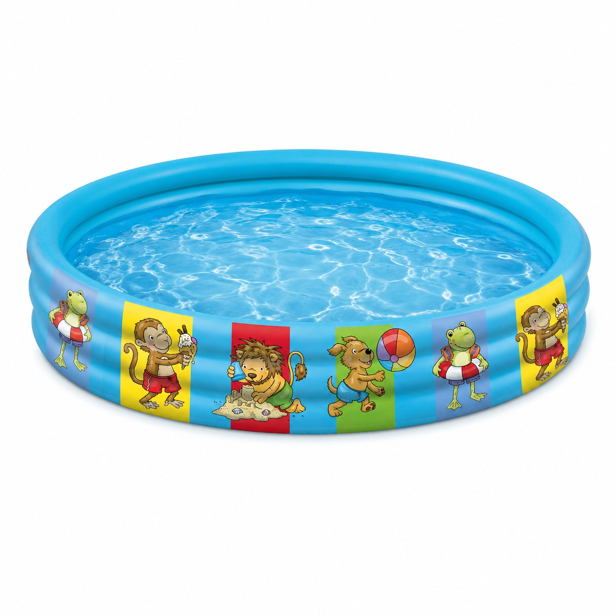 Happy People Planschbecken Summer Friends 100 x 23 cm, aufblasbarer 3-Ring Kinderpool f&uuml;r Garten und Sommer 