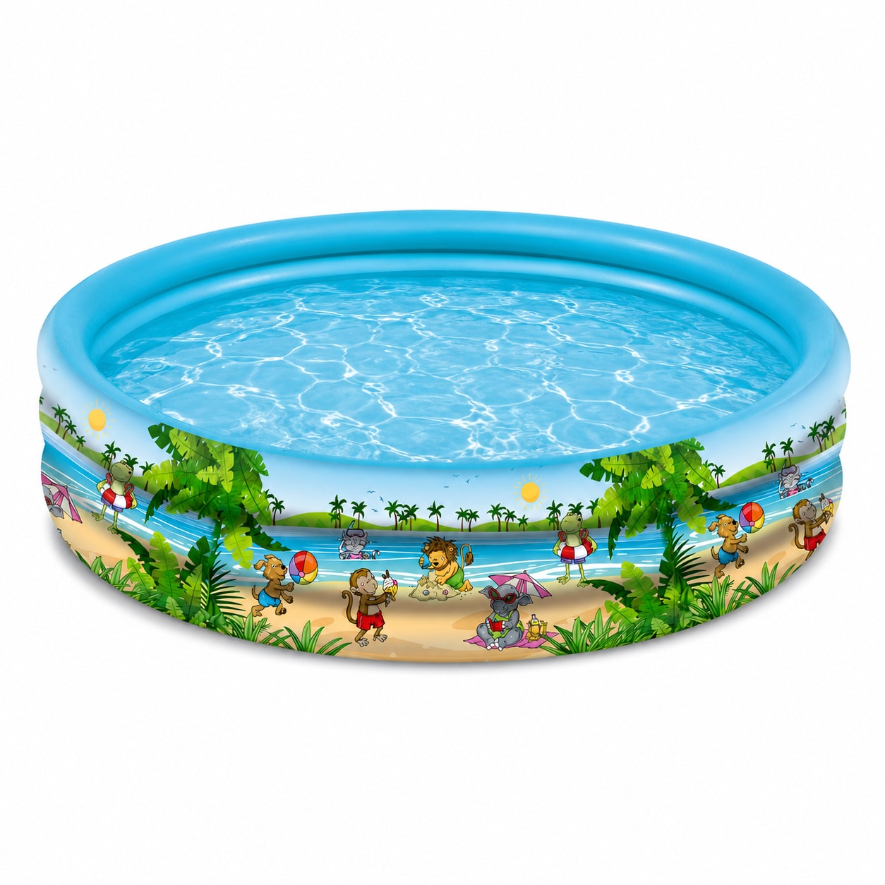 Happy People Planschbecken Summer Friends 150 x 25 cm, aufblasbarer 3-Ring Kinderpool f&uuml;r Garten und Sommer 