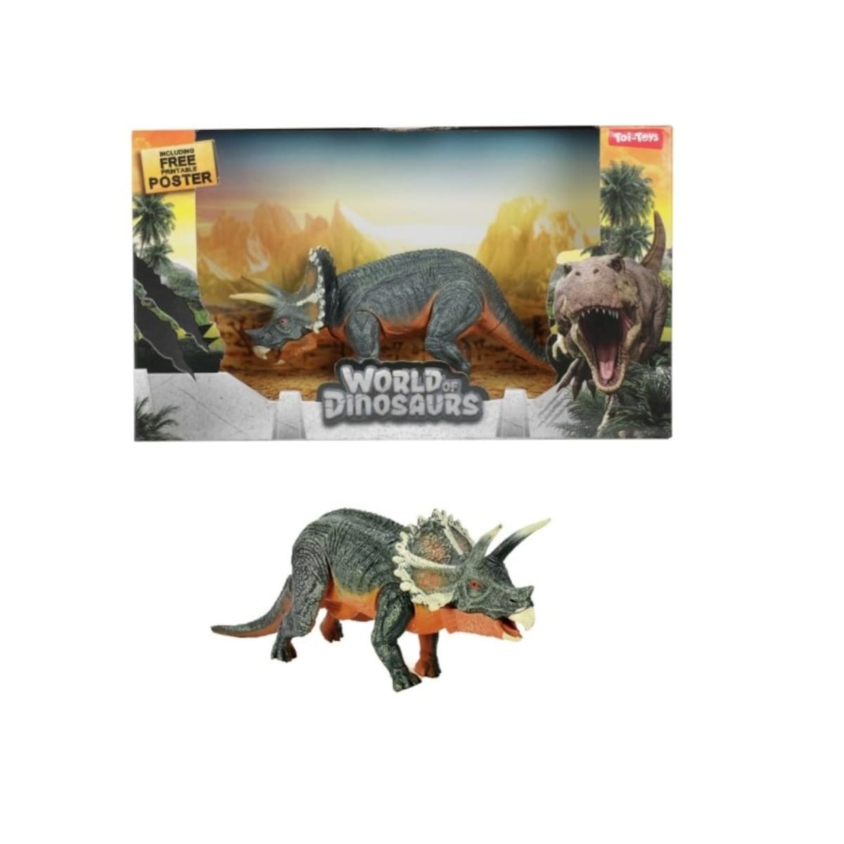 Toi-Toys WORLD OF DINOSAURS Dino mittel Kunststoff Spielzeug Kinder ab 3 Jahren Sammelfigur Triceratops 