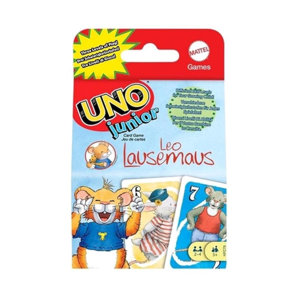 Mattel UNO Junior Kartenspiel Leo Lausemaus Kinder Spa&szlig; Strategie Lernspiel 3+ Spieler 