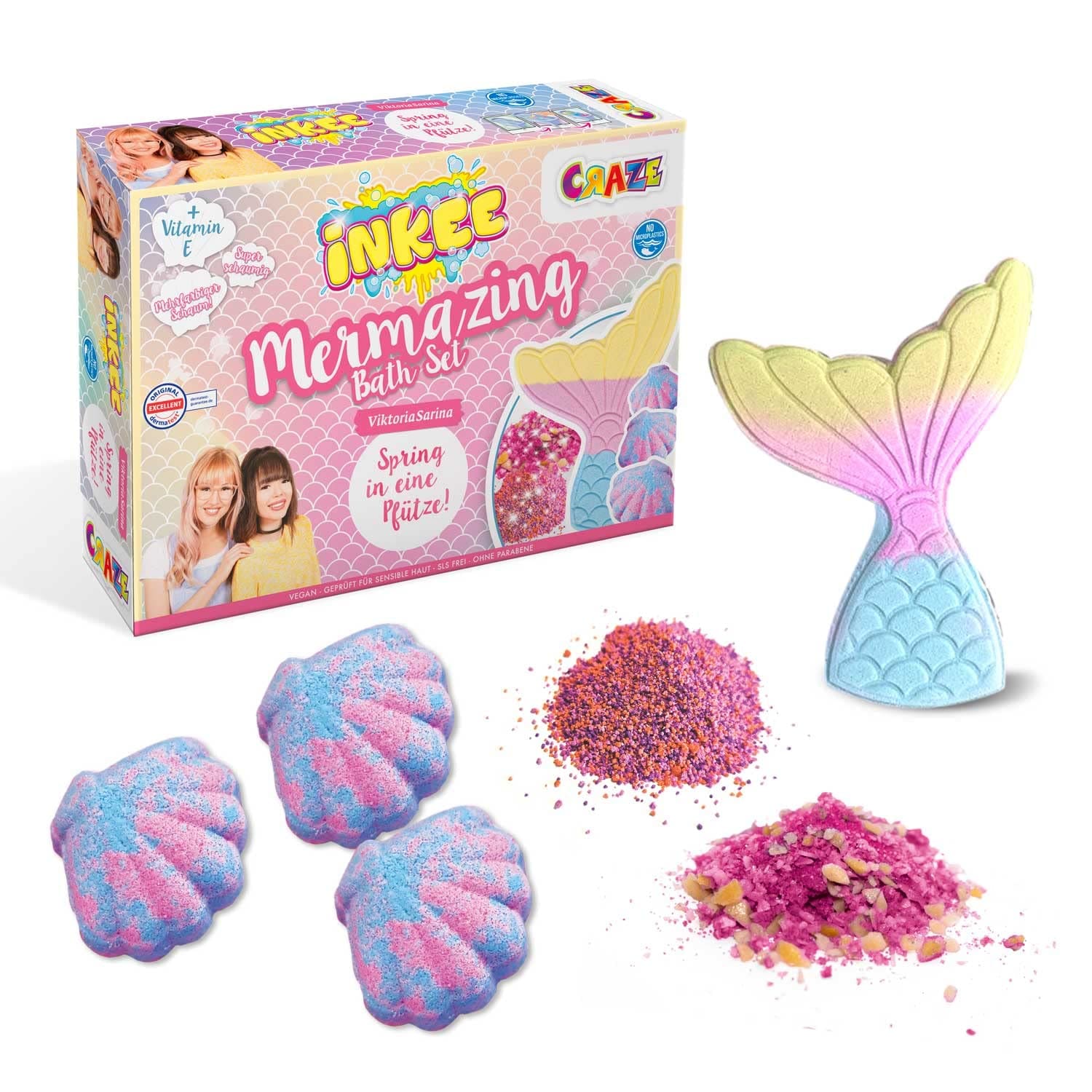 CRAZE INKEE Mermazing Badeset Viktoria Sarina Badebomben Badekosmetik Kinder Geschenk 
