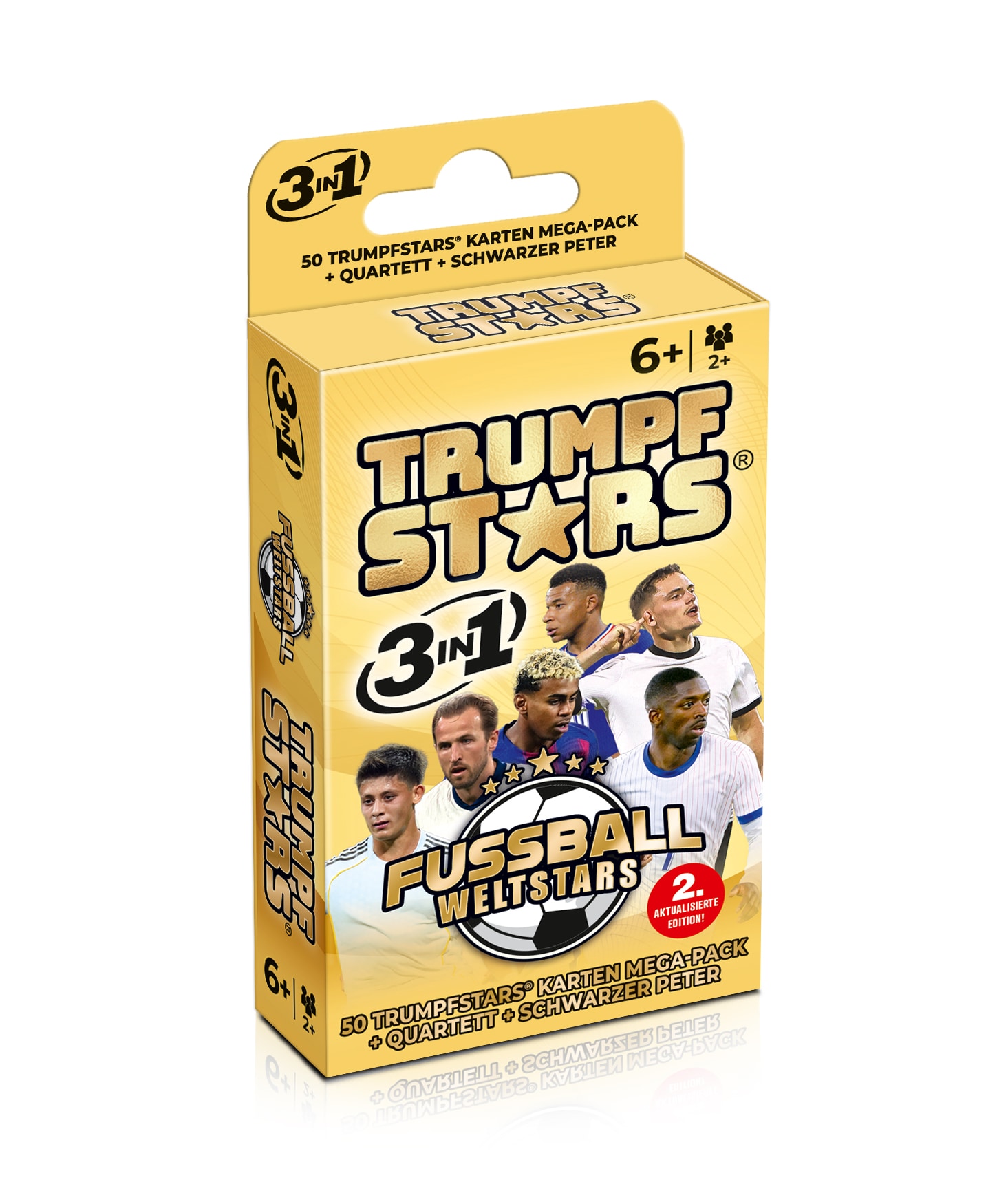 Kartenspiel Trumpfstars: Fussball Weltstars Quartettspiel ab 6 Jahren 3in1 
