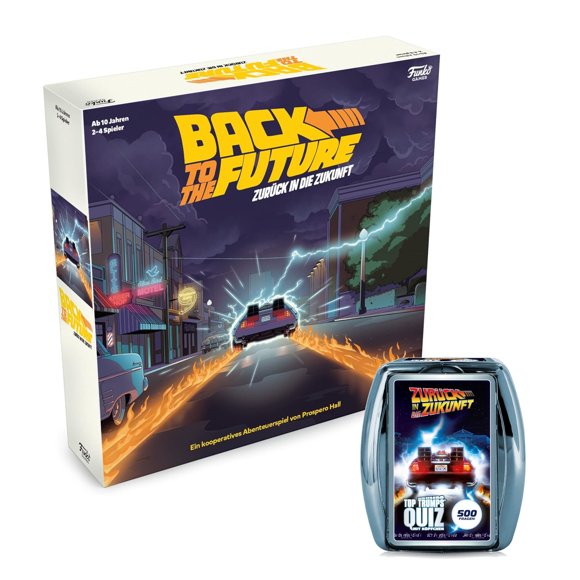 Zur&uuml;ck in die Zukunft 2er Spiele Bundle Brettspiel Quiz Marty McFly DeLorean 