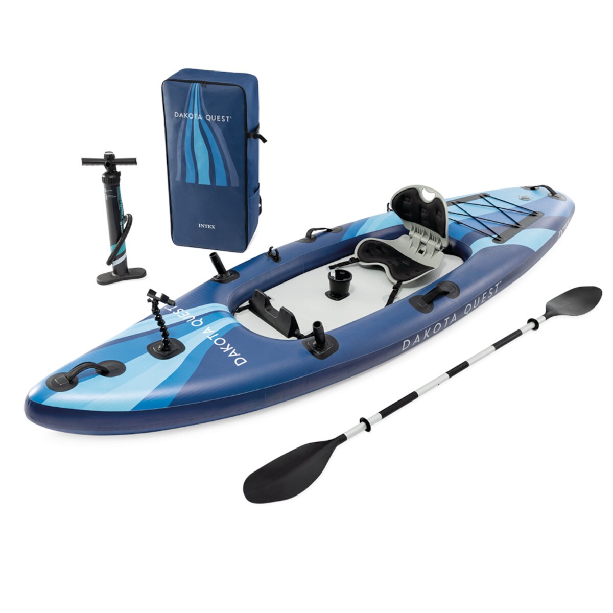 INTEX 68245NP Kajak Dakota Quest aufblasbar Sit On Top 160kg Zubeh&ouml;r Set Kayak 