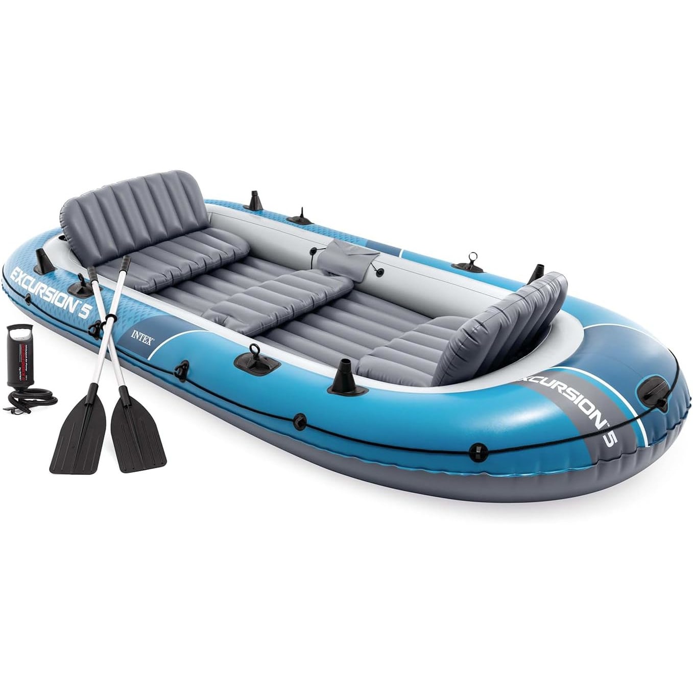 Intex 66325NP Schlauchboot Excursion 5 Set mit Paddeln Pumpe Sitzen bis 600 kg 