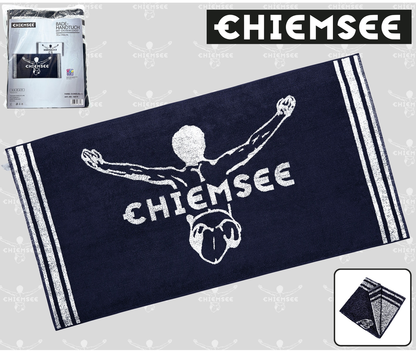 Chiemsee Handtuch Badehandtuch 70x140cm Baumwolle dunkelblau Strandhandtuch 