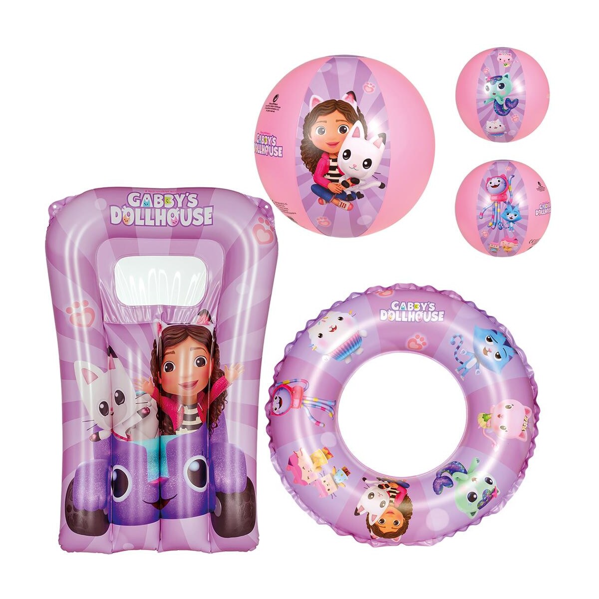 Happy People Gabby's Dollhouse Strandset Schwimmring Matratze Strandball Ball 