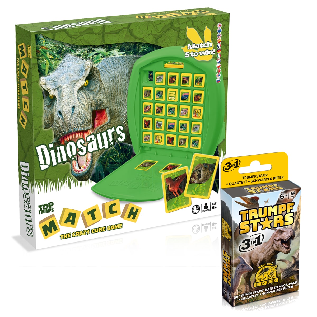Dinosaurier Spiele 2er Set - Match + Trumpfstars 