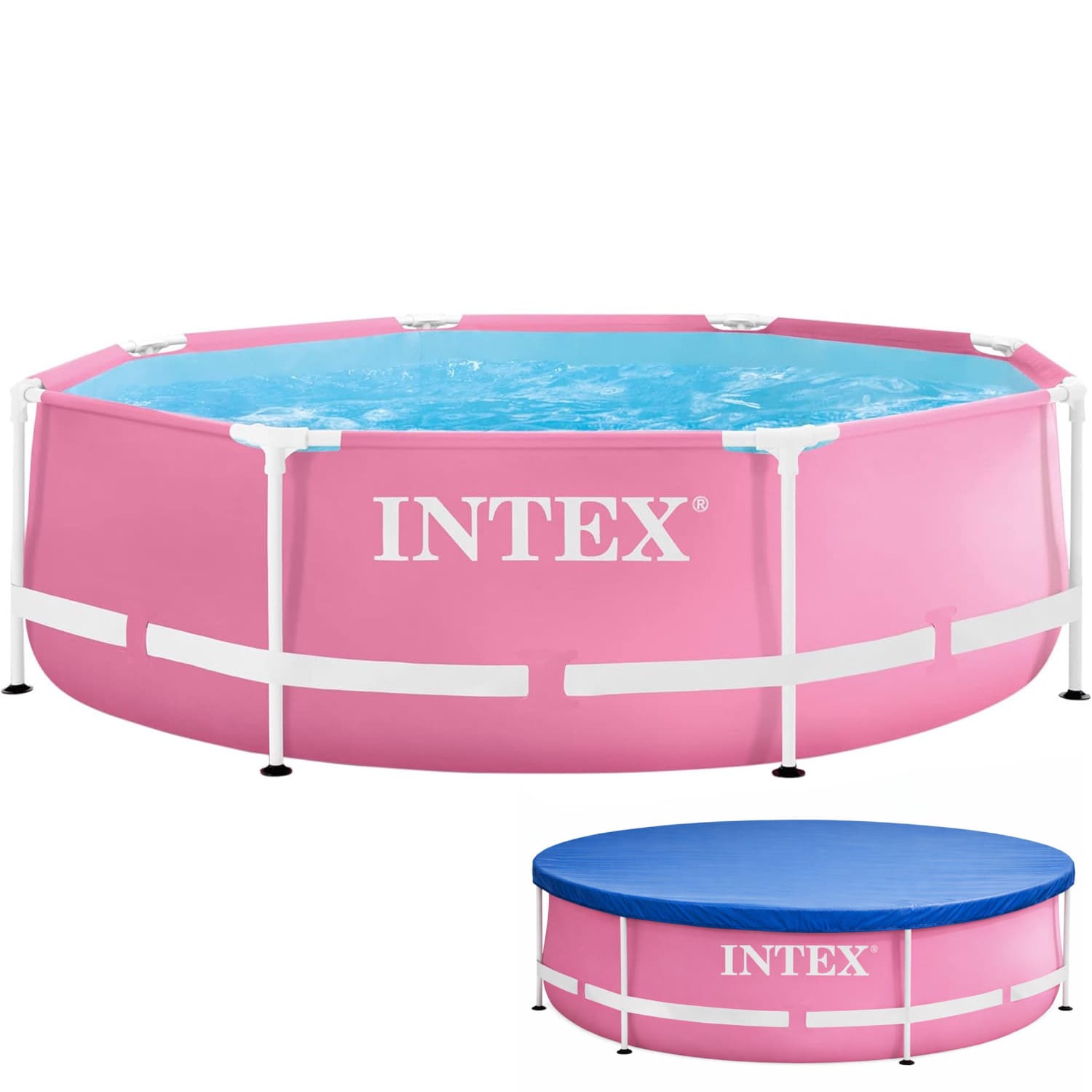 INTEX 28290ND - Pink Metal Frame Pool (244x76cm) Swimmingpool Planschbecken Abdeckplane 