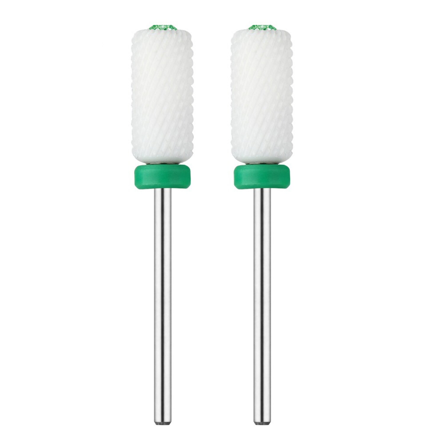 JCMaster 2MCE475M1, 2x Premium Nagelfr&auml;ser Aufs&auml;tze Keramik, 2.35mm Bits zylinder Geln&auml;gel mit Crystal 