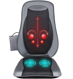 NAIPO Rücken Massagegerät Massagesitzauflagen mit Shiatsu Wärme Tiefenmassage Rollmassage Vibration für oberen unteren komplett Rücken MGBK-2606H 