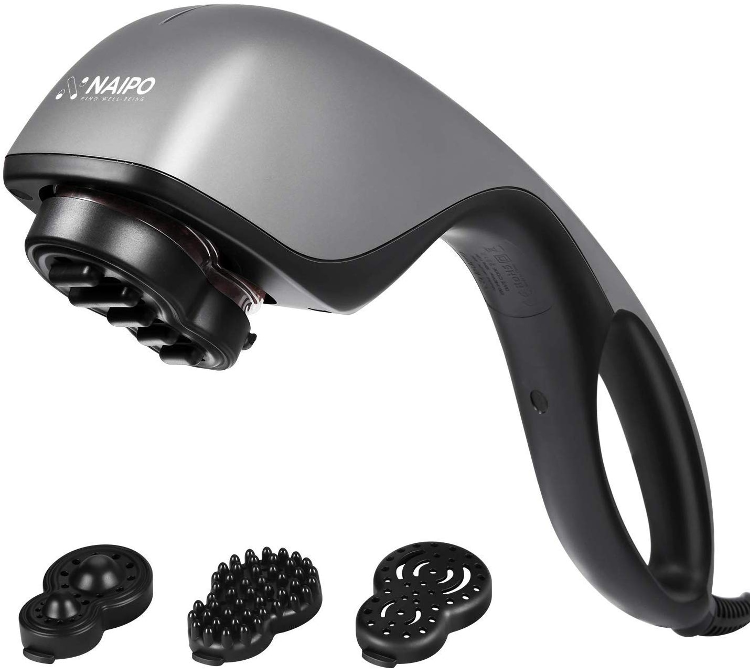 Naipo Massageger&auml;te Handmassageger&auml;t mit Infrarot W&auml;rmefunktion und Klopf Massage, 4 austauschbare Aufs&auml;tze, verschiedene Geschwindigkeitsstufen, f&uuml;r Nacken Schulter R&uuml;cken Beine F&uuml;&szlig;e MGPC-666 