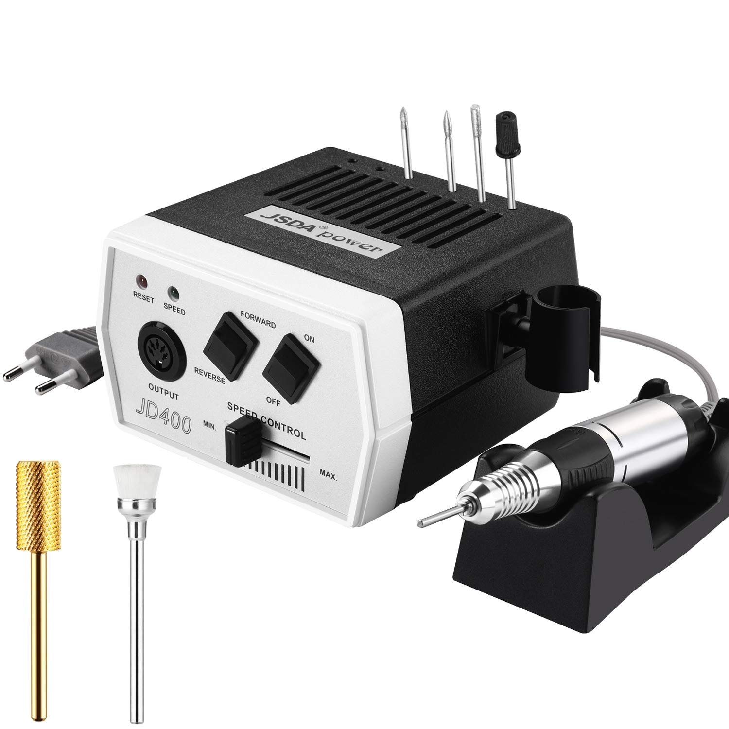 JSDA&reg; Profi Nagelfr&auml;ser JD400 30000 U/min f&uuml;r Manik&uuml;re Pedik&uuml;re, Keine Vibration, Kein L&auml;rm, Schwarz 