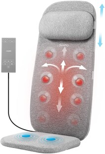 Naipo Massagematt Massagesitzauflage Rücken Massagegerät Massagesitzauflagen Massageauflage sessel Vibrations Massagesitzkissen Massage Matte mit Vibration Wärme 8 Motorvibrationen 4 Massage Modi 