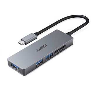 AUKEY CB-C63 Hub 3-in-1, USB-A und USB-C SD- & microSD-Karten, Grau Silber 