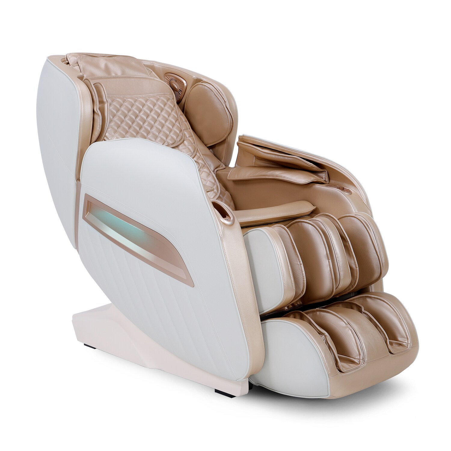 NAIPO Massagesessel Shiatsu Massagestuhl Zero Gravity f&uuml;r Ganzk&ouml;rper, mit Heizung, SL Track, Klopfen, Kneten, Luft-Massage-System, USB, Bluetooth 3D Surround Sound Musik, F&uuml;r Zuhause und B&uuml;ro, WeissGold 