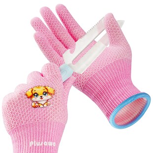 Plusawa 2 Paar Kinder Gartenhandschuhe für 3-12 Jahre, Eco-Latex-beschichtete Gartenhandschuhe, Atmungsaktive rutschfeste Kinder-Schnittschutzhandschuhe für Mädchen und Jungen - L 