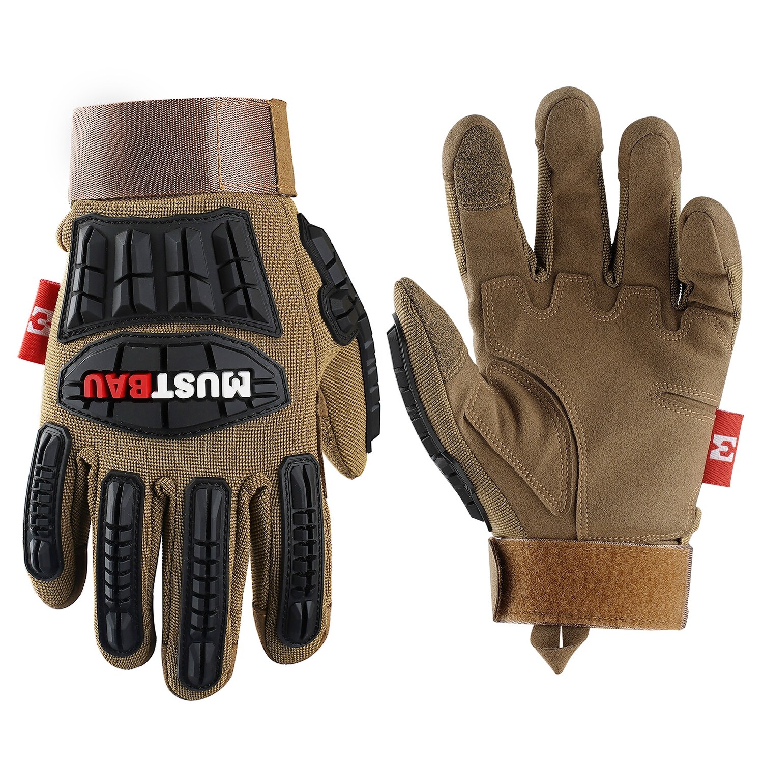 Mustbau 1 Paar Sicherheitshandschuhe,Mechanikerhandschuhe,Schlaghandschuhe,Anti-Vibrationshandschuhe,Riggerhandschuhe,Heavy Duty,S