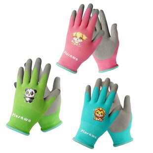 Plusawa Kinderhandschuhe, Nylon + Spandex Handschuh Kern, rutschfest und kratzfest, bequem und atmungsaktiv. Geeignet für Kinder Outdoor-Aktivitäten, 3 Paar Packung, S 