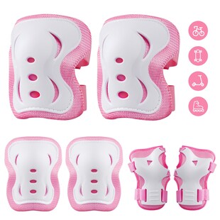 Plusawa Knieschoner Kinder Schoner Inliner Kinder 6er Set Kinder Schützer Ellenbogenschoner für Fahrradfahren, Roller, Inlineskating, Eislaufen, Größe M 