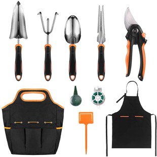 TACKLIFE GGT5A, Gartenwerkzeug Set, Gartengeräte aus Rostfreiem Edelstahl (29 in 1) : Transplantatkelle, Unkrautstecher, Gartenschere, Gartenunkrautschneider, Pflanzenkelle mit Skala, Gartengabel, Handtasche usw. 