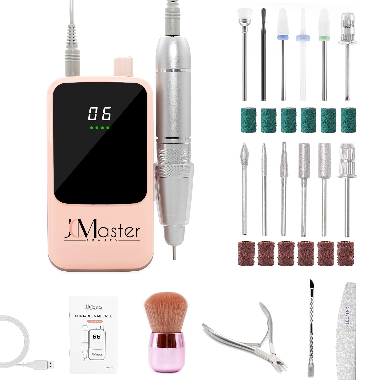 JCMASTER Nagelfr&auml;ser 35000 Umin Geln&auml;gel & Acryln&auml;gel Profi 5200mAh LCD Display 