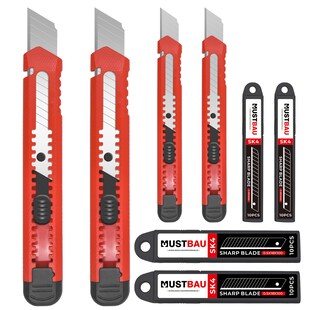 Mustbau 4 Stücke Taschenmesser Klappmesser Cuttermesser mit 40 zusätzlichen SK4 Klingen 