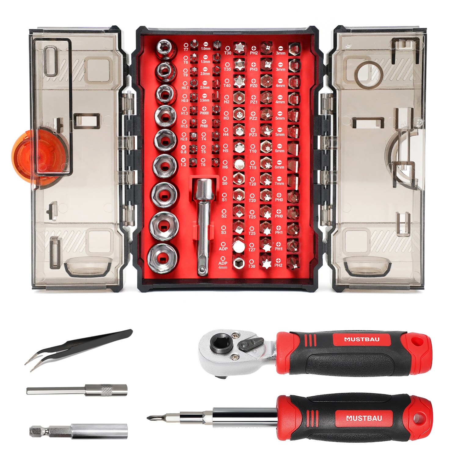 MUSTBAU 78-teilige Ratschenschraubendreher-Set, aus Stahl Computer, Laptops 