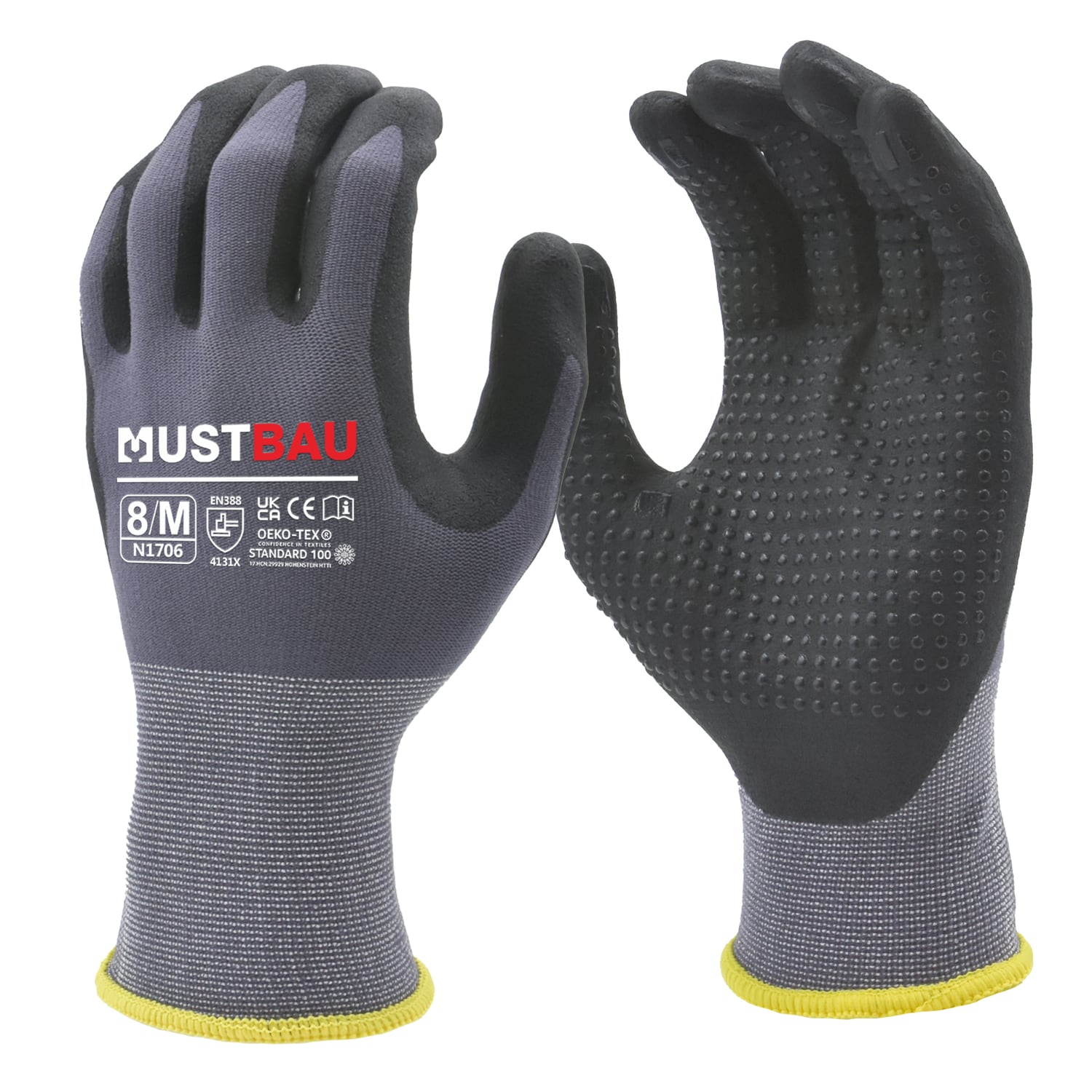 Mustbau Arbeitshandschuhe 12 Pack, Abriebfest Gartenhandschuhe Montagehandschuhe,Gr&ouml;&szlig;e:L 