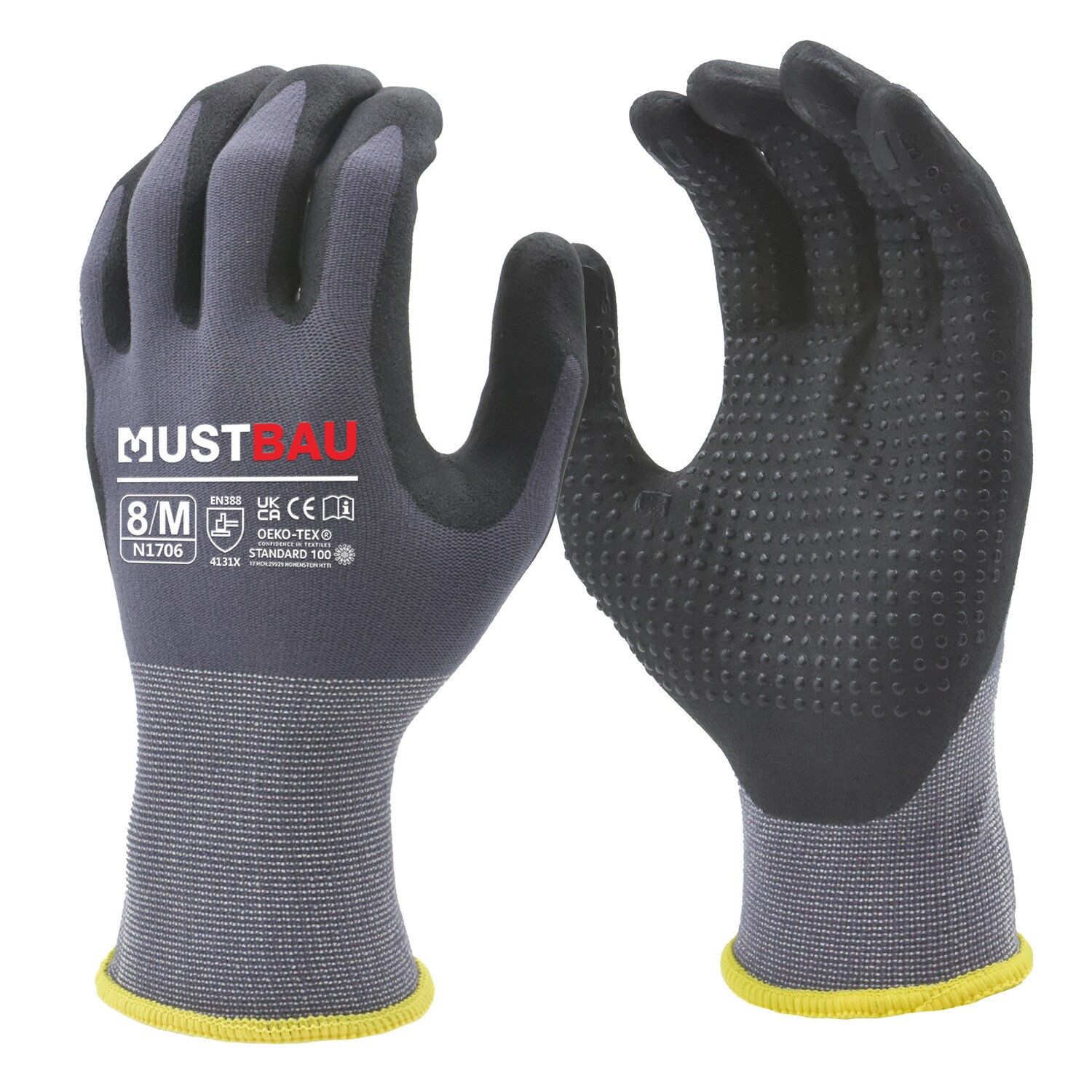 Mustbau Arbeitshandschuhe 3 Pack, Abriebfest Gartenhandschuhe Montagehandschuhe,Gr&ouml;&szlig;e:XL 