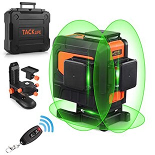 TACKLIFE SC-L12 3 x 360-Grad selbstnivellierender grüner Kreuzlinien-Laser-Tool, 132 Fuß mit Fernbedienung, Pulsmode, verstellbare magnetische Basis und 5200 mAh wiederaufladbarer Li-Ion Batterie 