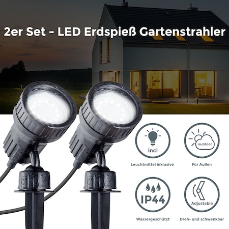 2er Set LED bestellen IP44 Erdspieß bei online GU10 Marktkauf warmweiß 3W Garten-Strahler