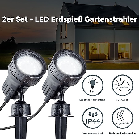 2er Set LED Garten-Strahler Erdspieß IP44 GU10 3W warmweiß bei Marktkauf  online bestellen