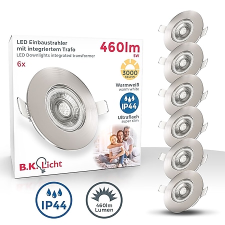 6x LED Bad Einbauspots Lampe ultraflach IP44 