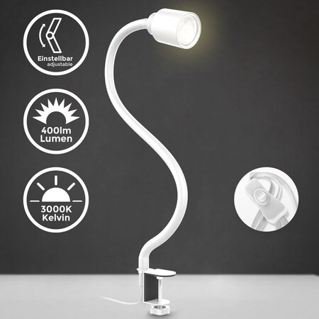 Marktkauf weiß GU10 5W bei Flexarm online bestellen LED Klemmleuchte flexibel