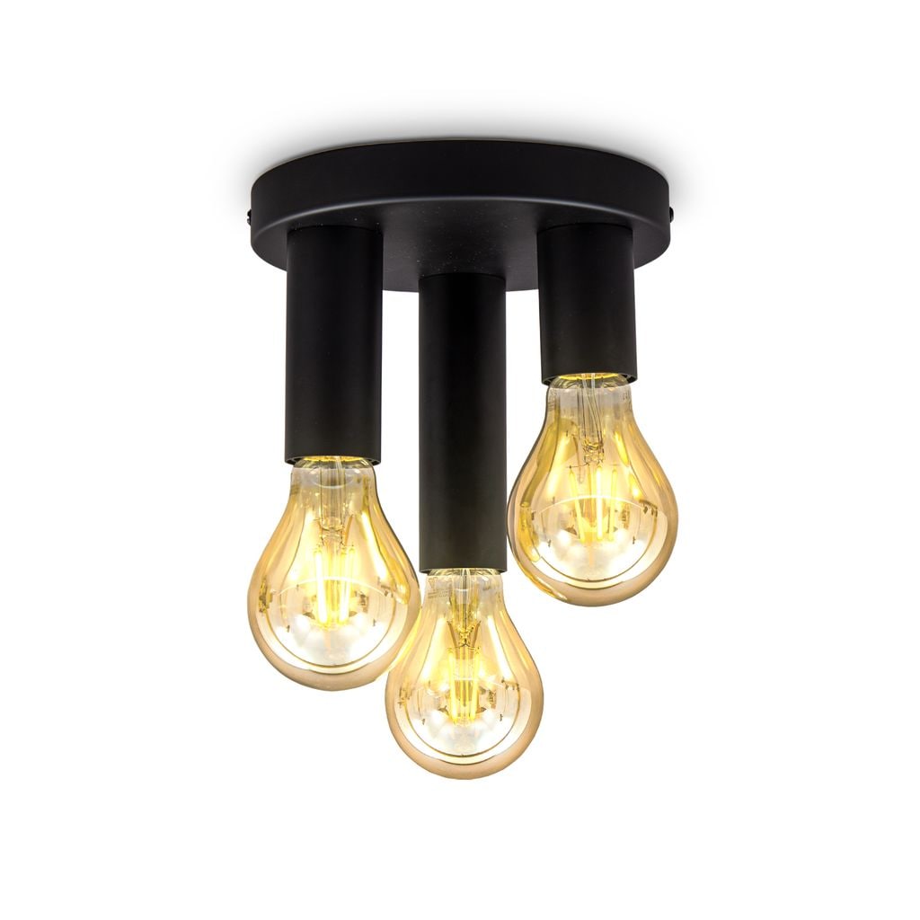 Deckenleuchte, schwarz, 3x/E27 / max. 10W exkl. 
