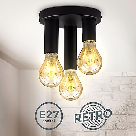 Retro Deckenspot Vintage Deckenlampe E27 schwarz 