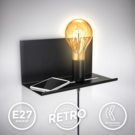 Vintage bei bestellen Marktkauf online Retro Wandlampe E27 schwarz verstellbar